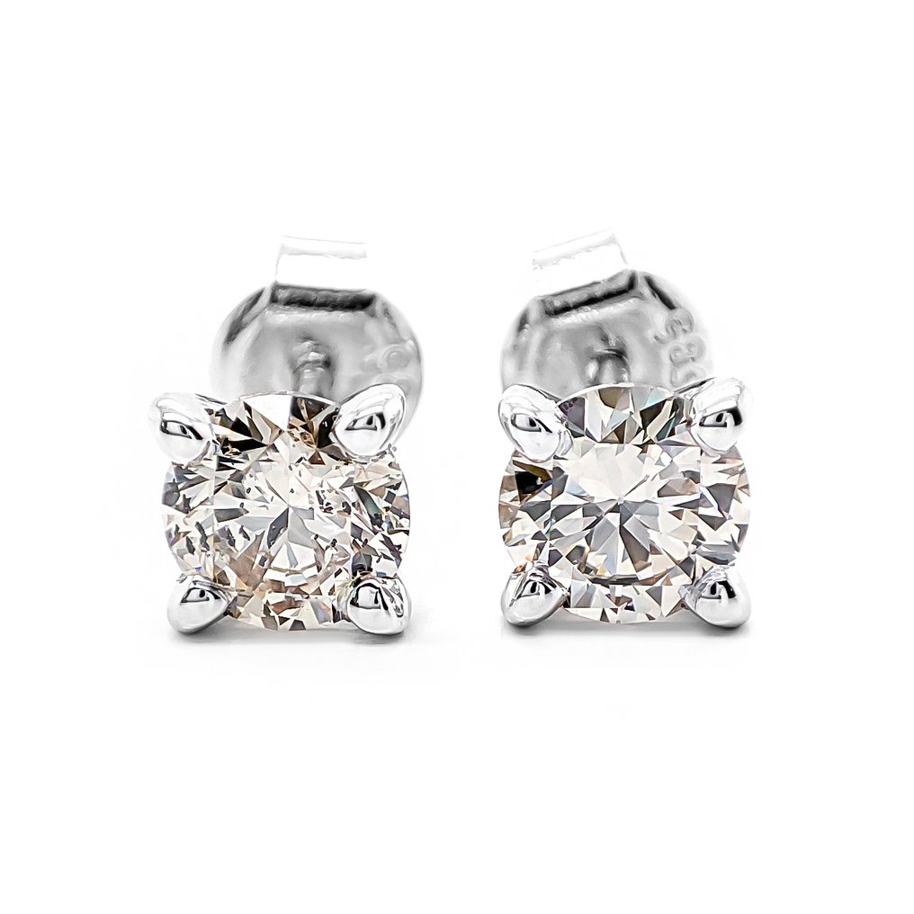 χωρίς τιμή ασφαλείας - Σκουλαρίκια - 14 καράτια Λευκός χρυσός - 1.03ct. tw. Διαμάντι (Φυσικού χρώματος) - Πιστοποιητικό IGI #1.0