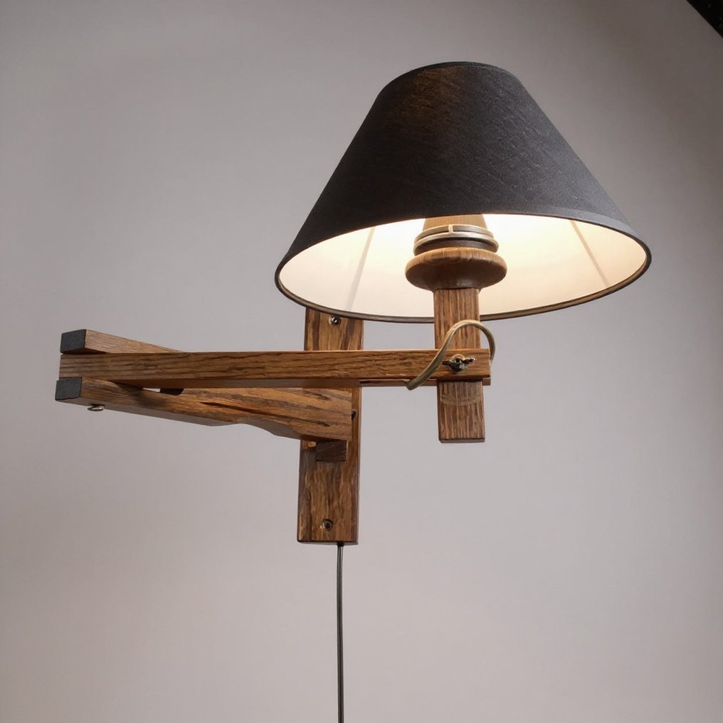 Væglampe - Vintage svingbar væglampe - Egetræ #1.0
