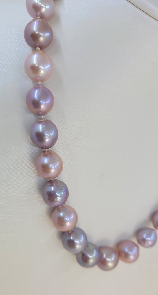 Ei pohjahintaa - Kaulakoru 10x13mm Multi Edison Pearls, Hopea #3.2