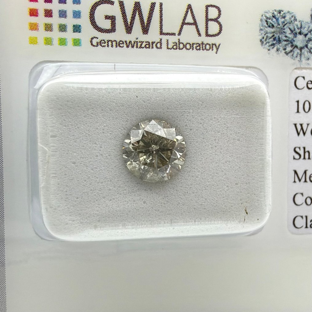 No reserve price - 1 pcs Diamond (Natural coloured) - 1.20 ct - Round - Fancy Grey - SI3 - Gemewizard Gemological Laboratory (GWLab) #1.0