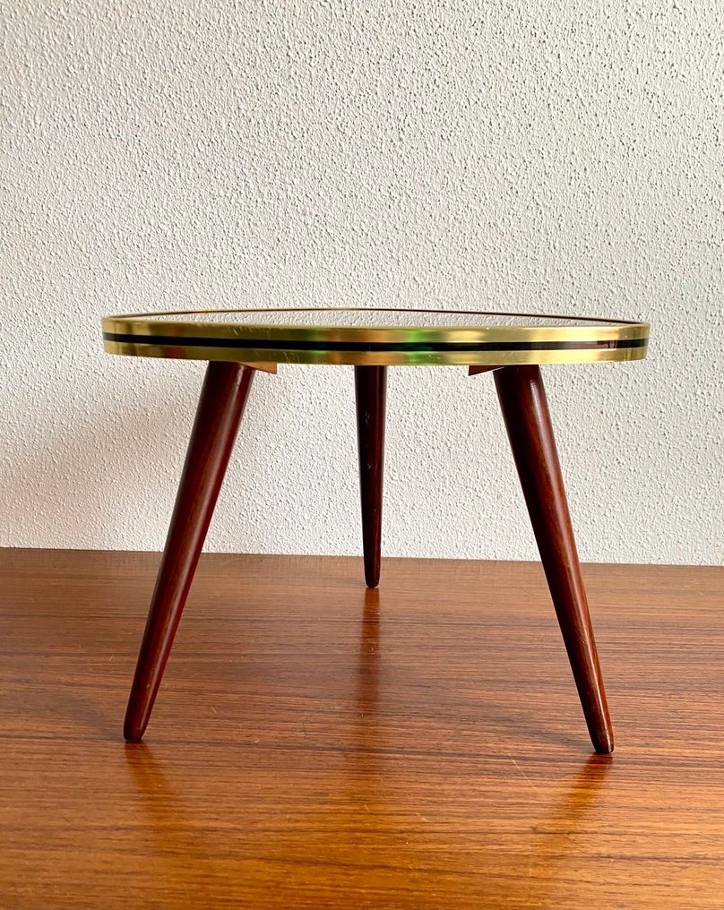 边桌 - 丝网印刷玻璃 - 60年代复古花盆架 #3.2