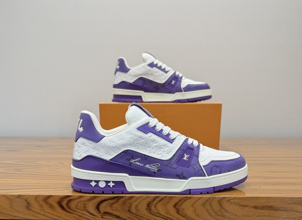 Louis Vuitton - LV Trainer White / Purple Monogram - 運動鞋 - 尺寸: EU 42.5 #1.0