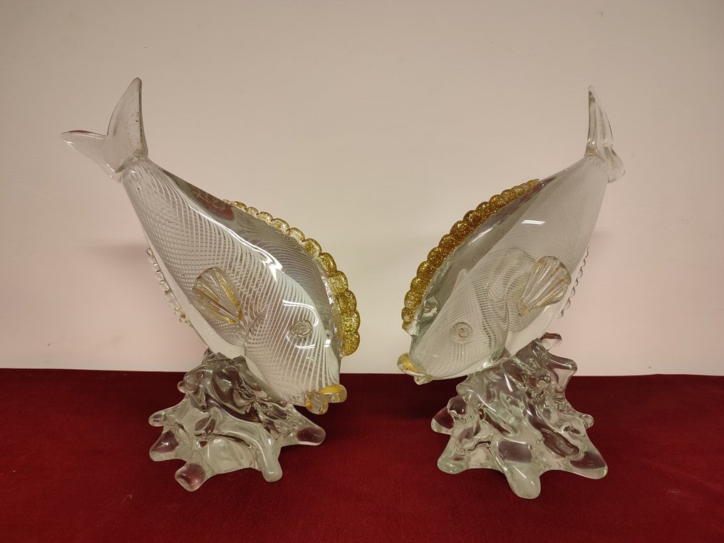 Γλυπτό, Coppia di carpe - 30 cm - Γυαλί Murano #1.0