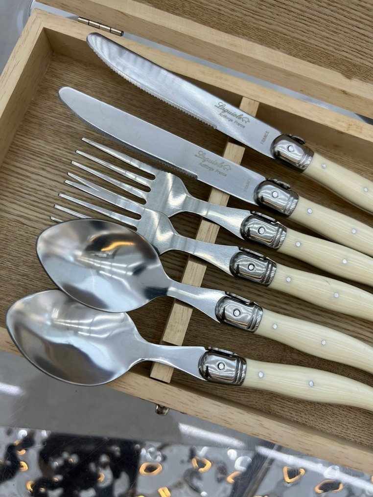 Laguiole - Πιρούνι (6) - Σετ μαχαιροπήρουνα γαλλικού δυτικού στυλ Laguiole - Χάλυβας, Πλαστικό, Ξύλο #4.3