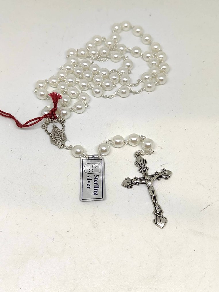 Rosenkrans - Sjældent rosenkrans i ARGENTO 925 og små perler medie, magnificently håndlavet. - 2000-2010 #1.0