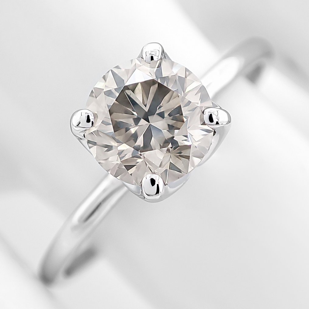 χωρίς τιμή ασφαλείας - Δαχτυλίδι - 14 καράτια Λευκός χρυσός -  1.04ct. tw. Διαμάντι (Φυσικού χρώματος) - Πιστοποιητικό IGI #1.0