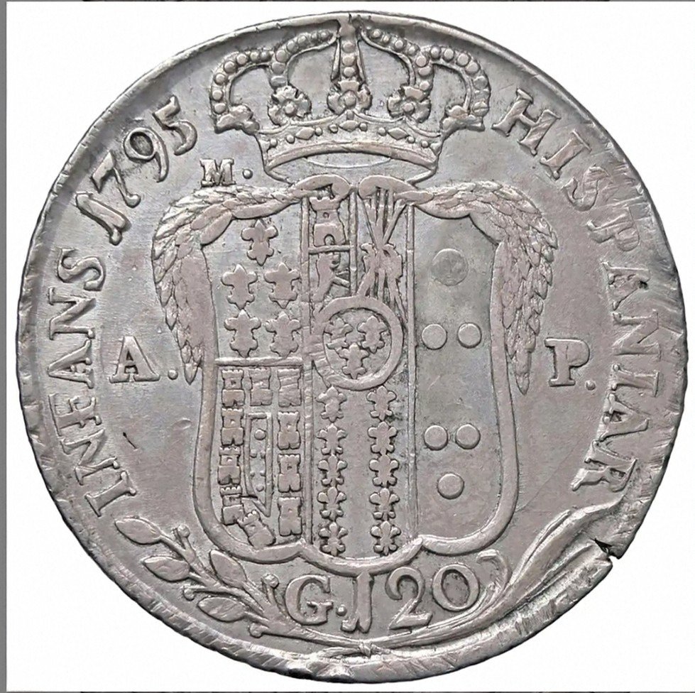意大利， 那不勒斯王国 费迪南多四世 博尔博恩 （1759-1816）. Piastra da 120 Grana 1795 #2.1