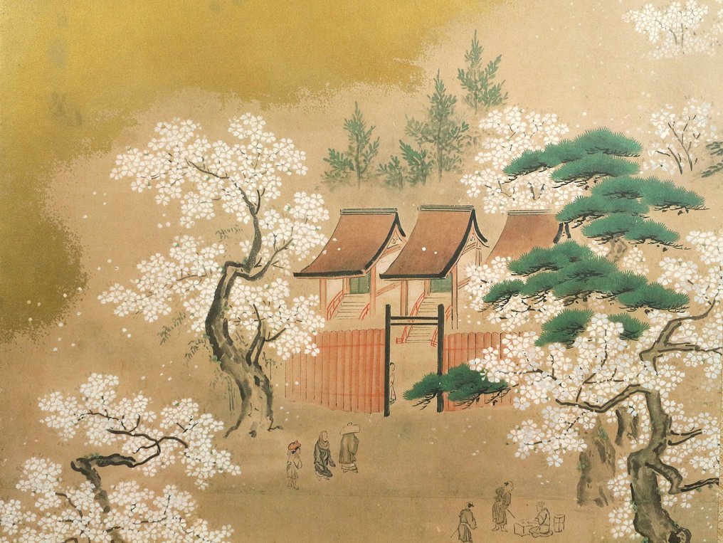 摺疊屏幕 - 狩野常信绘制的吉野屏风印刷复制品 - 日本 (沒有保留價) #3.2