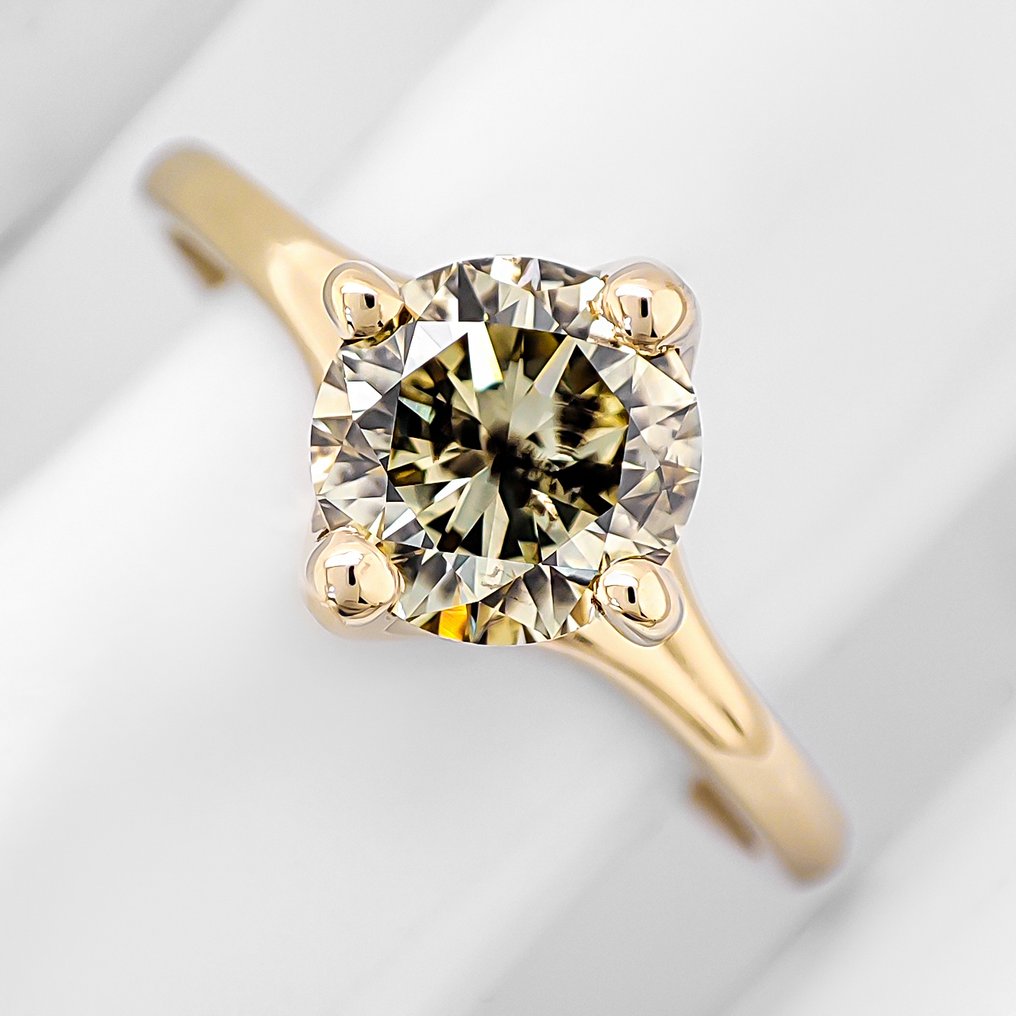 χωρίς τιμή ασφαλείας - Δαχτυλίδι - 14 καράτια Κίτρινο χρυσό - 1.02ct. tw. Διαμάντι (Φυσικού χρώματος) - Πιστοποιητικό IGI #1.0