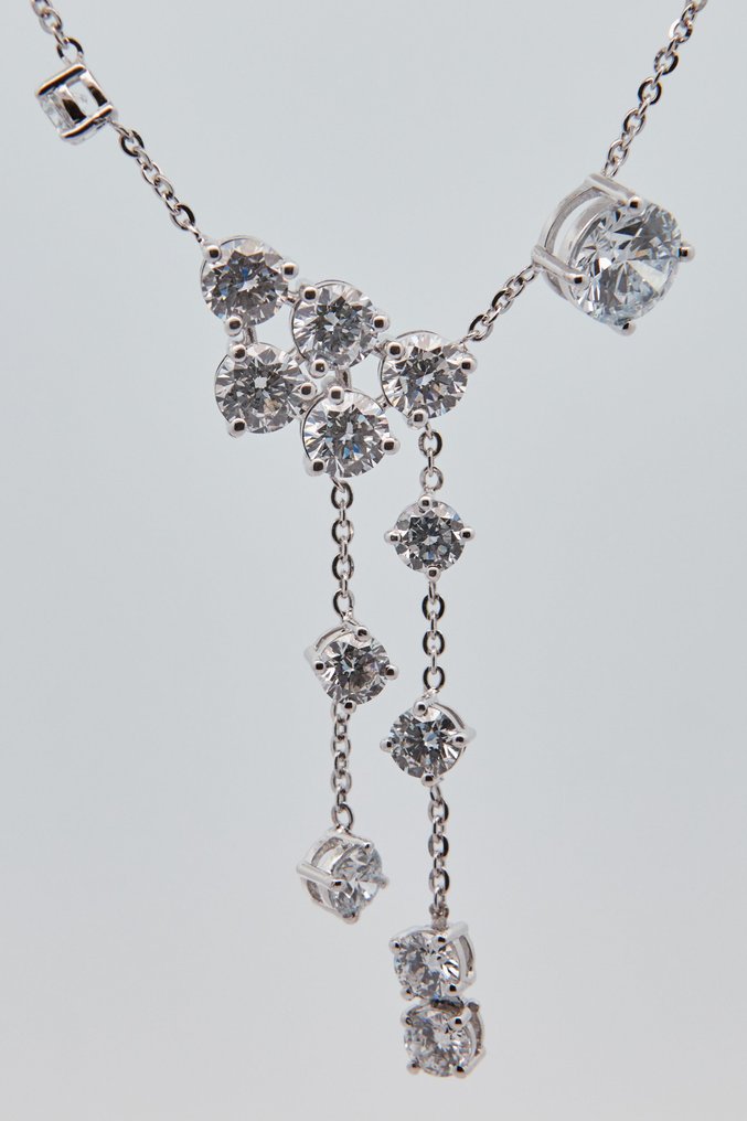 Ei pohjahintaa - Kaulakoru - 14 kt. Valkokulta - 3.36ct. tw. Timantti (Laboratoriossa kasvatettu) - Timantti #1.0