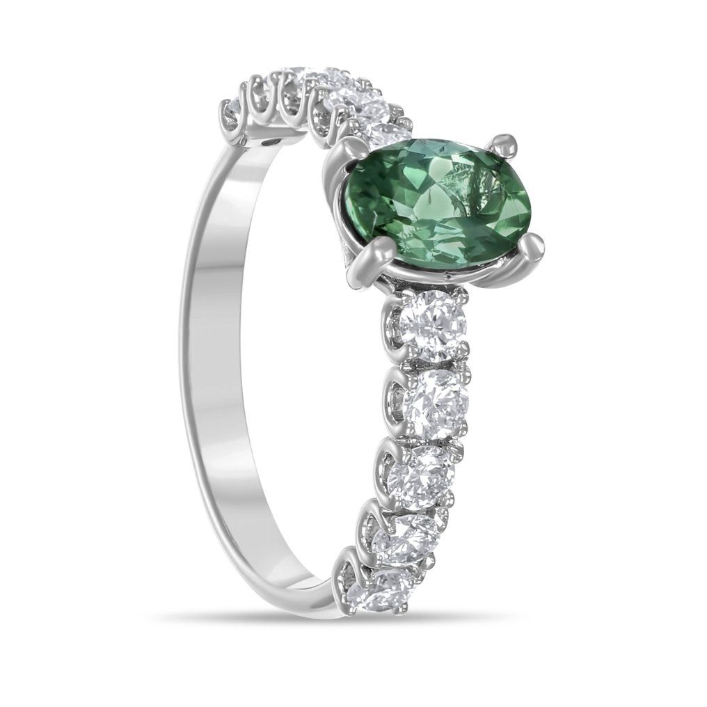 Δαχτυλίδι - 18 καράτια Λευκός χρυσός - 0.75ct. tw. Διαμάντι (Φυσικό) - Τουρμαλίνης #1.0