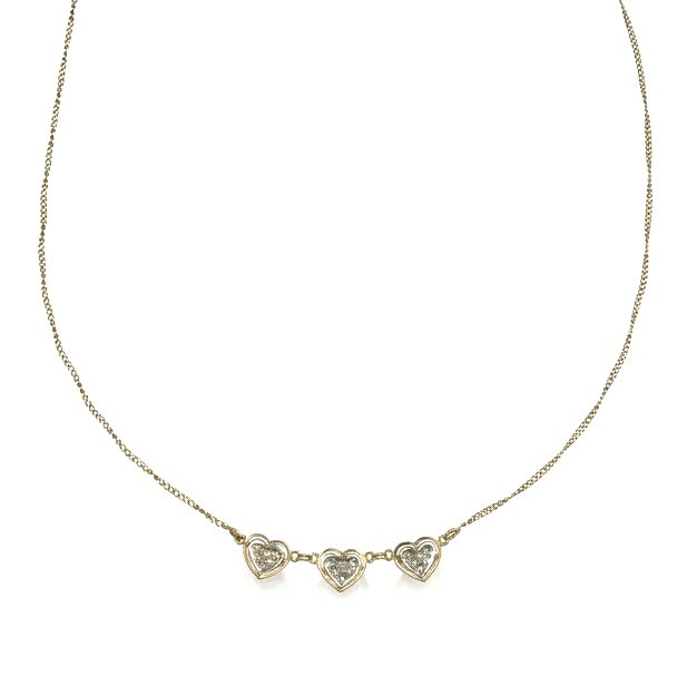 吊墜頸鏈 - 18 克拉 白金, 黃金 -  0.09ct. tw. 鉆石 (天然)  #2.1