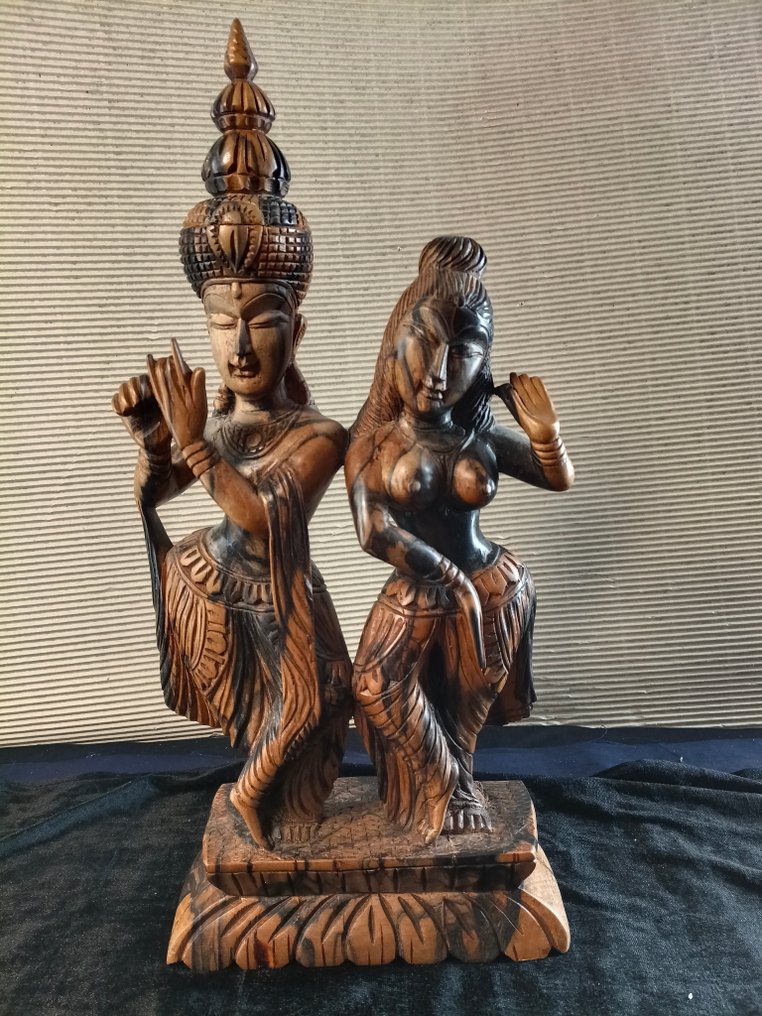 Κρίσνα και Ράντα - Ξύλο, Coromandel - Ινδία - Το δεύτερο μισό του 20ού αιώνα. #1.0