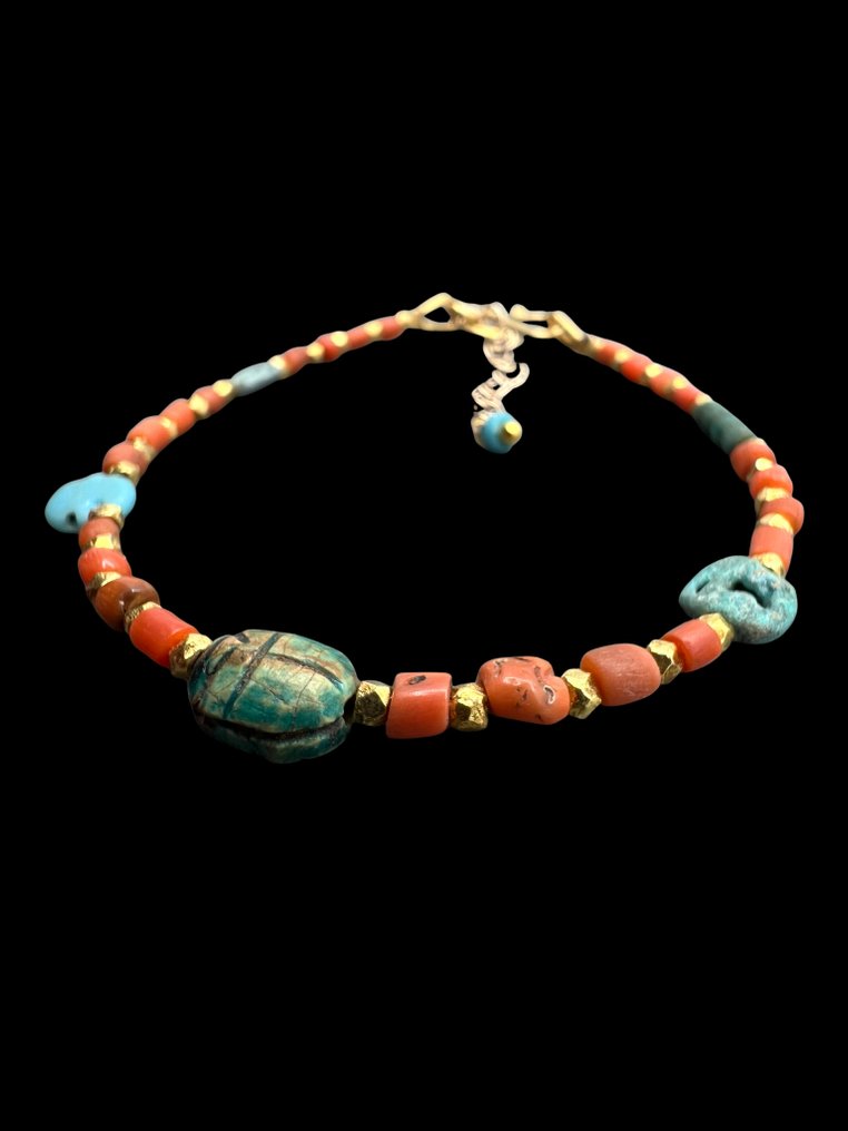 Βραχιόλι με αρχαίο αιγυπτιακό κοράλλι και σκαραβαίο της Νέας Βασιλείας (ελβετική συλλογή πριν από το - Αίγυπτος  (χωρίς τιμή ασφαλείας) #1.0