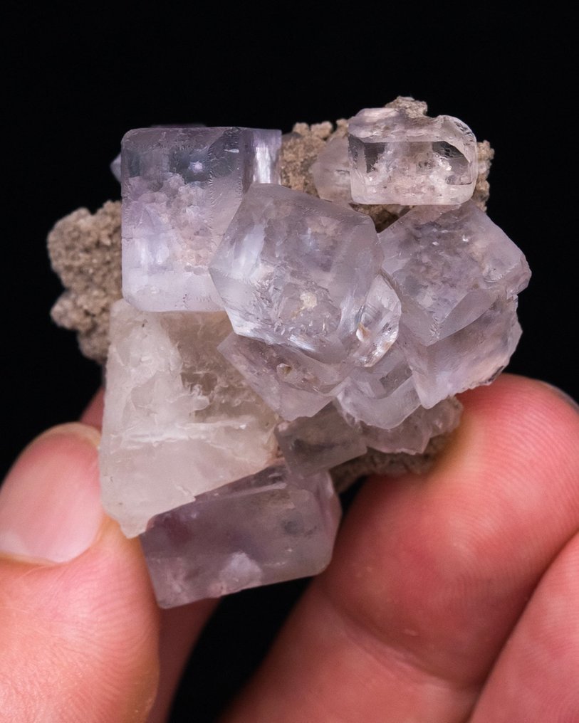 厚重的浅紫色萤石和方解石 关于矩阵 - 高度: 3.7 cm - 闊度: 4 cm- 29 g - (1) #4.3