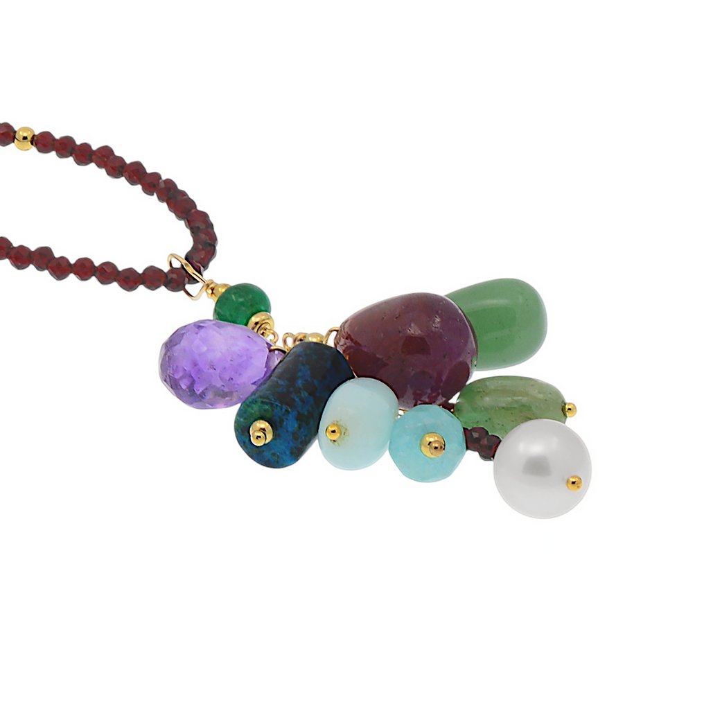 Sans prix de réserve - Collier avec pendentif - 18 carats Or jaune Perle - Pierres précieuses variées - Collier + pendentif #3.2