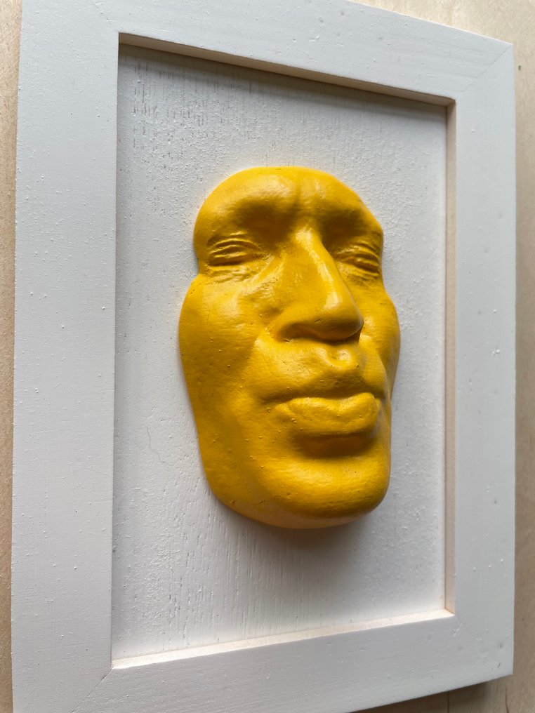 gregos - Small yellow kiss on white background-white frame #1.0