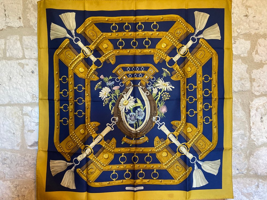 Hermès - " Aux Champs" by Caty Latham 1970 ORIGINAL ISSUE - Écharpe #2.1