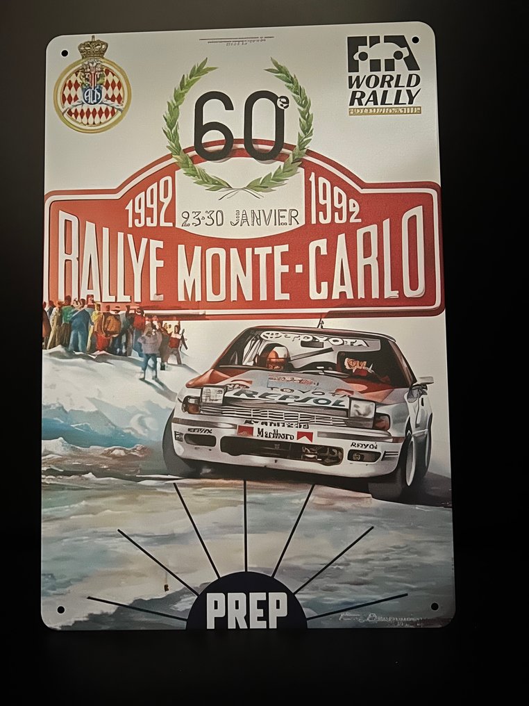 蒙特卡洛拉力赛1992年广告海报，采用铁质材料制作。 - 標誌 - 鋁 #1.0