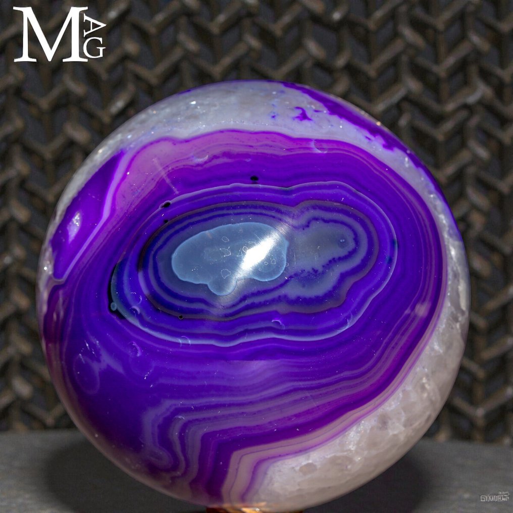 Exclusive dyed agate - purple dyed carving sphere - Height: 77 mm - Width: 77 mm- 623 g #2.1