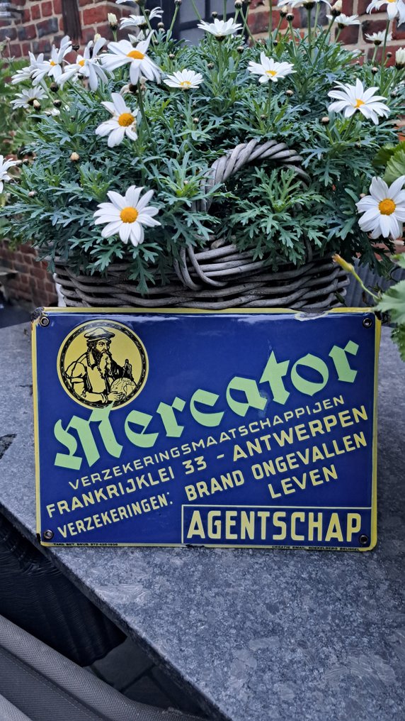 Emaillerie Koekelberg - Mercator Verzekeringen Antwerpen - 珐琅标志 - 搪瓷 #1.0