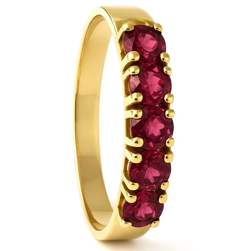 戒指 - 18 克拉 黃金 - 0.60ct. tw. 紅寶石 #1.0