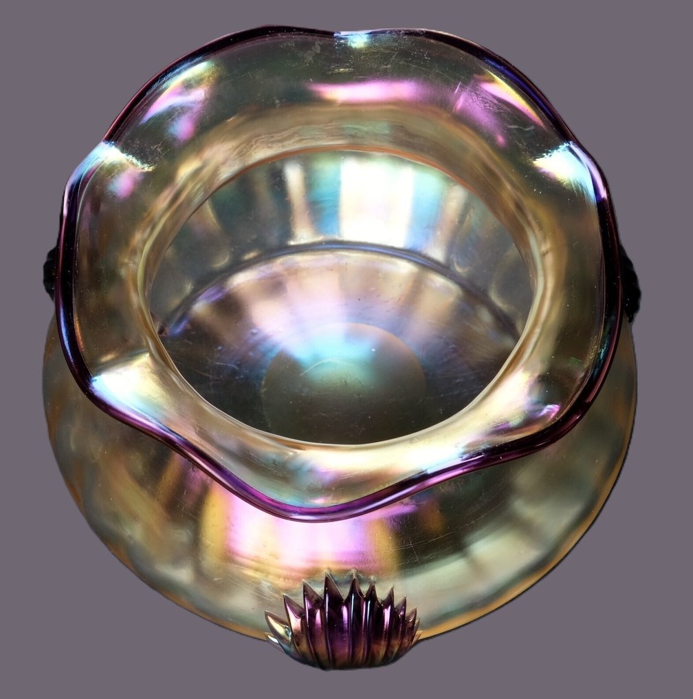 Wilhelm Kralik Sohn - Art Nouveau - Wazon - iryzujące szkło - Modell Claw fioletowy #4.3