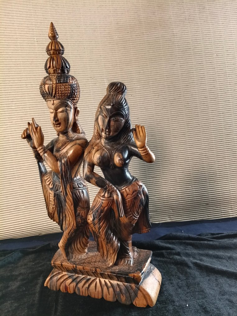 Κρίσνα και Ράντα - Ξύλο, Coromandel - Ινδία - Το δεύτερο μισό του 20ού αιώνα. #4.3