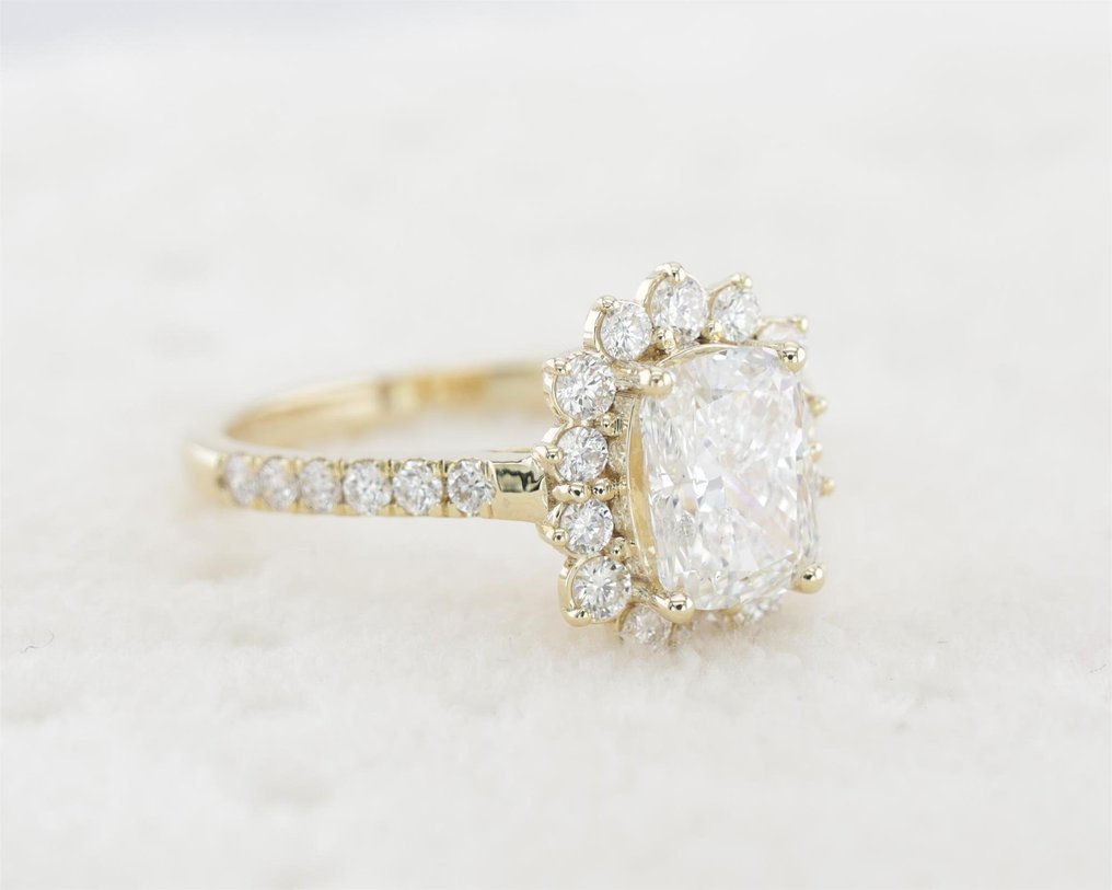 Sormus - 14 kt. Keltakulta -  2.02ct. tw. Timantti (Laboratoriossa kasvatettu) - Timantti - IGI CERTIFILED #2.1