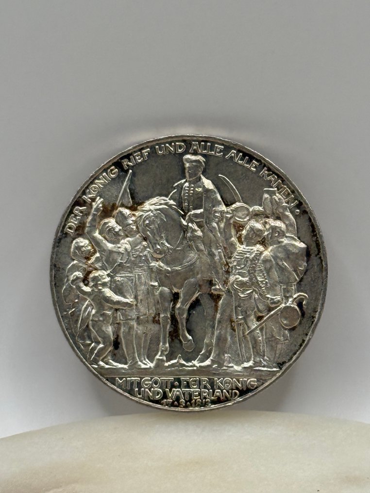 Allemagne, Empire Wilhelm II. 3 Mark 1913 / 100th Anniversary of the Prussians entering the war against Napoleon (Sans prix de réserve) #4.3