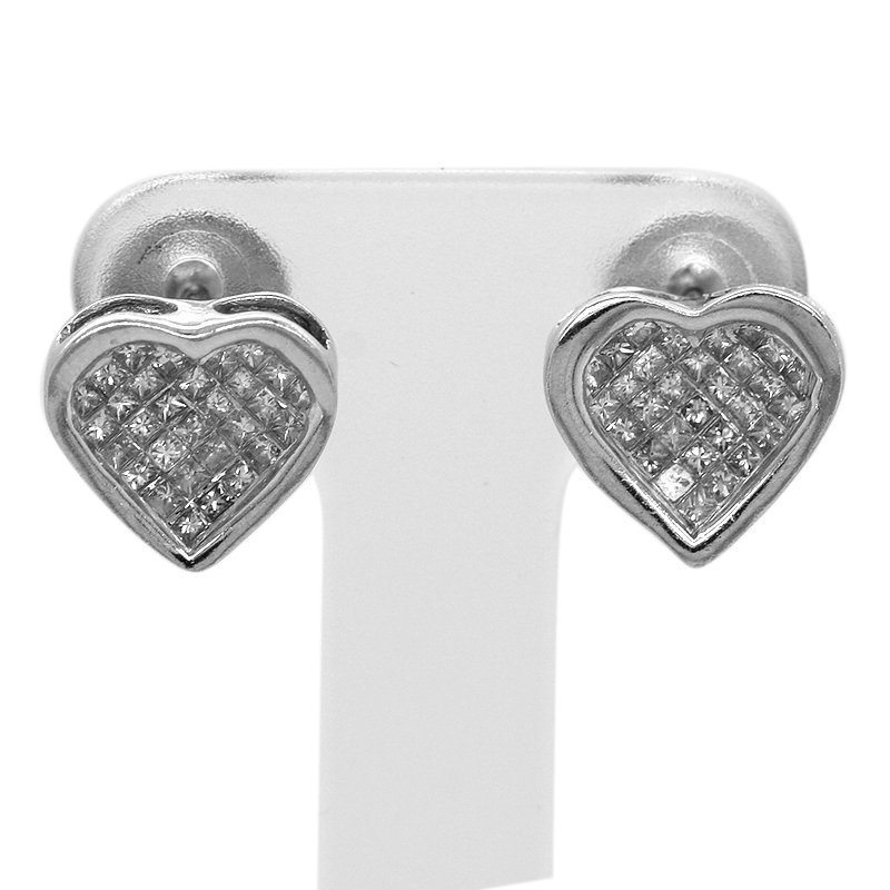 Boucles d'oreilles - 18 carats Or blanc - 0.80ct. tw. Diamant (Naturelle) - Boucles d'oreilles en forme de cœur #1.0