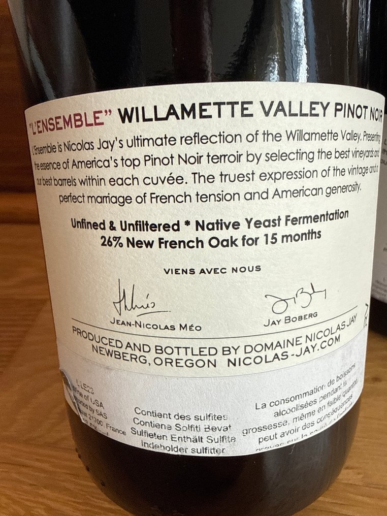 2023 Nicolas Jay L'Ensemble (Méo Camuzet - Jay Bogerg) - 奧勒岡州 - 2 瓶 (0.75L) #2.1