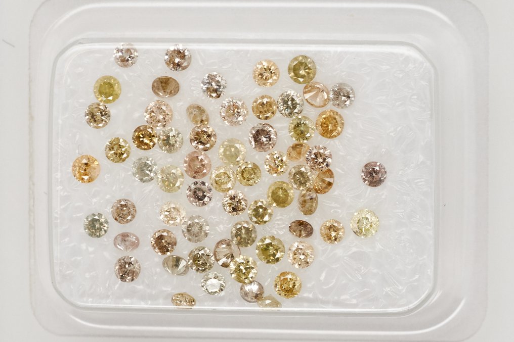 Fără preț de rezervă - 62 pcs Diamant  (Natural)  - 1.04 ct - Rotund - I1, I2, I3 - GRA (Laboratorul de analiză a pietrelor prețioase din Anvers) #2.1