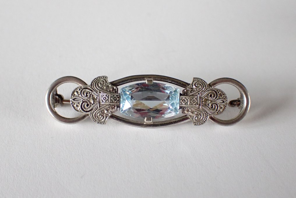 Silber - Brosche - Topaas - Markasiet #1.0
