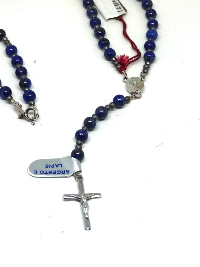 Terço - Raro rosário do Vaticano em prata 925 e lapislázuli da coleção, magnificamente trabalhado. - 2000-2010 #2.1