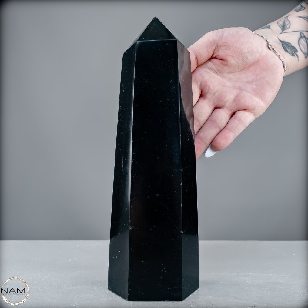 Φυσικός μαύρος οβελίσκος τουρμαλίνης Φύλακας της δύναμης και καθαρότητας, από τη Βραζιλία.- 1446.69 g #1.0