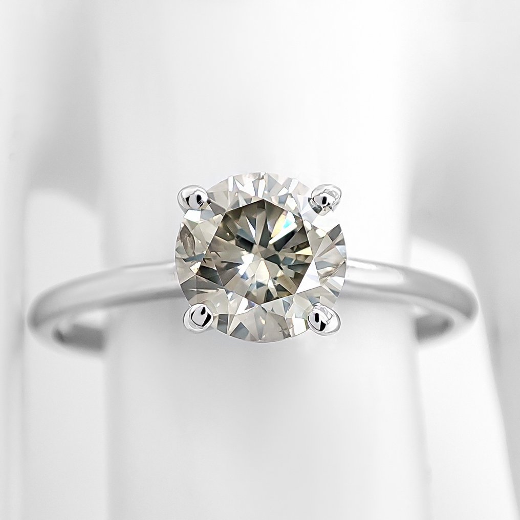 χωρίς τιμή ασφαλείας - Δαχτυλίδι - 14 καράτια Λευκός χρυσός - 0.90ct. tw. Διαμάντι (Φυσικού χρώματος) - Πιστοποιητικό IGI #1.0