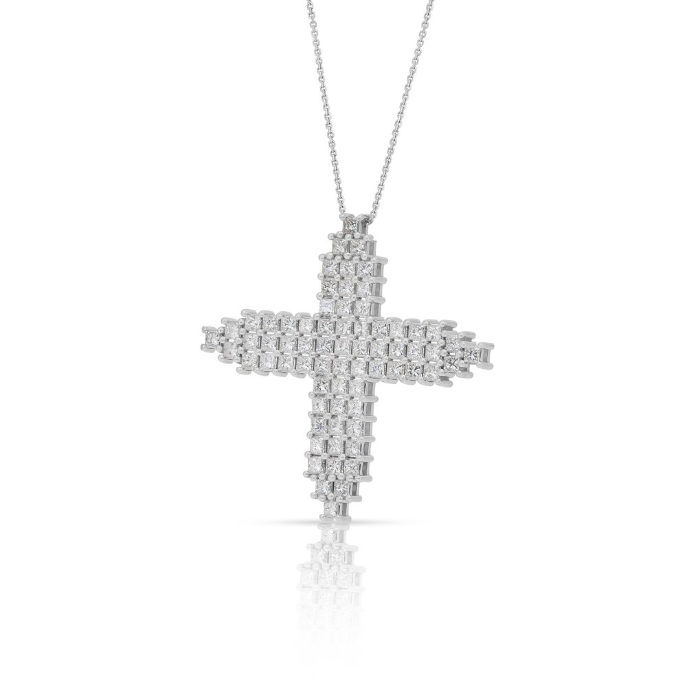 吊墜頸鏈 - 18 克拉 白金 -  3.03ct. tw. 鉆石 (天然) - 耀眼的项链 #4.3