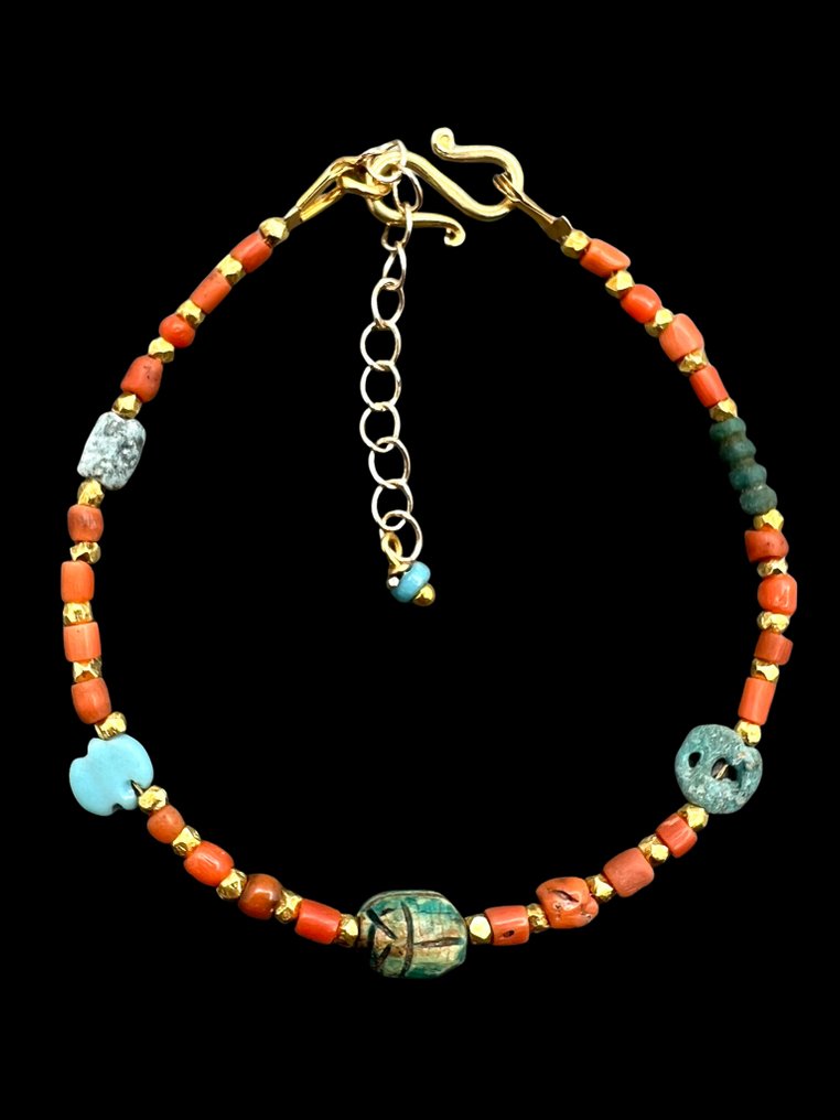 Βραχιόλι με αρχαίο αιγυπτιακό κοράλλι και σκαραβαίο της Νέας Βασιλείας (ελβετική συλλογή πριν από το - Αίγυπτος  (χωρίς τιμή ασφαλείας) #1.0