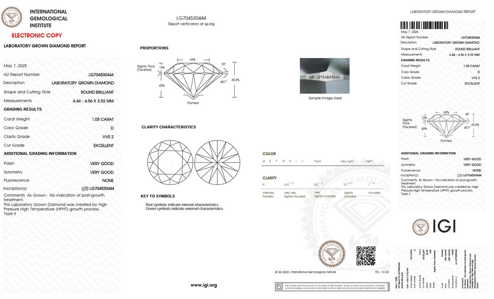 沒有保留價 - 墜飾 - 14 克拉 玫瑰金 -  1.05ct. tw. 鉆石 (實驗室培育) - Round D-VVS2 #3.2