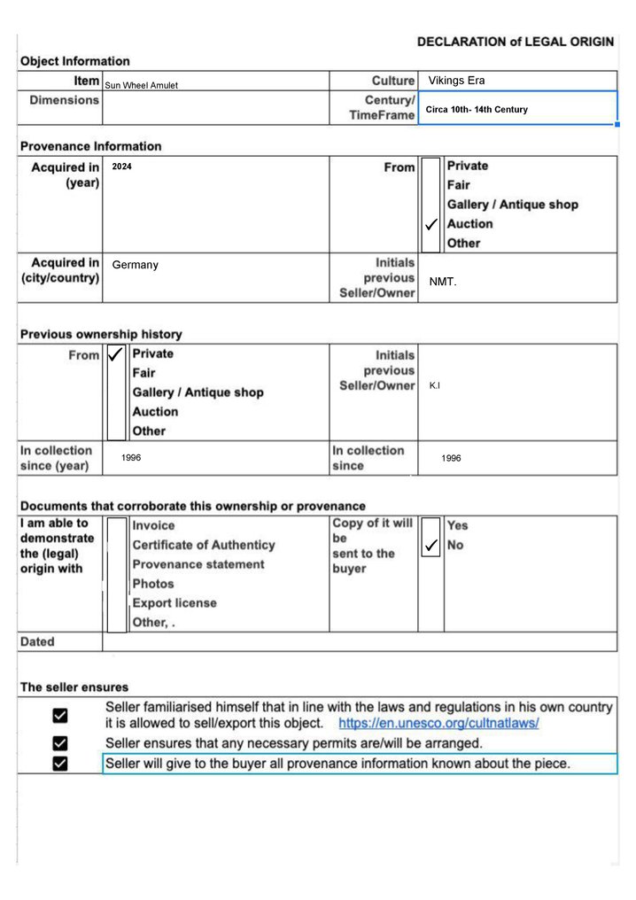 Εποχή των Βίκινγκς Μπρούντζος Μενταγιόν 'Φτερά Κοράκι', σύμβολο των μυθικών πουλιών του Οντίν. (χωρίς τιμή ασφαλείας) #3.2