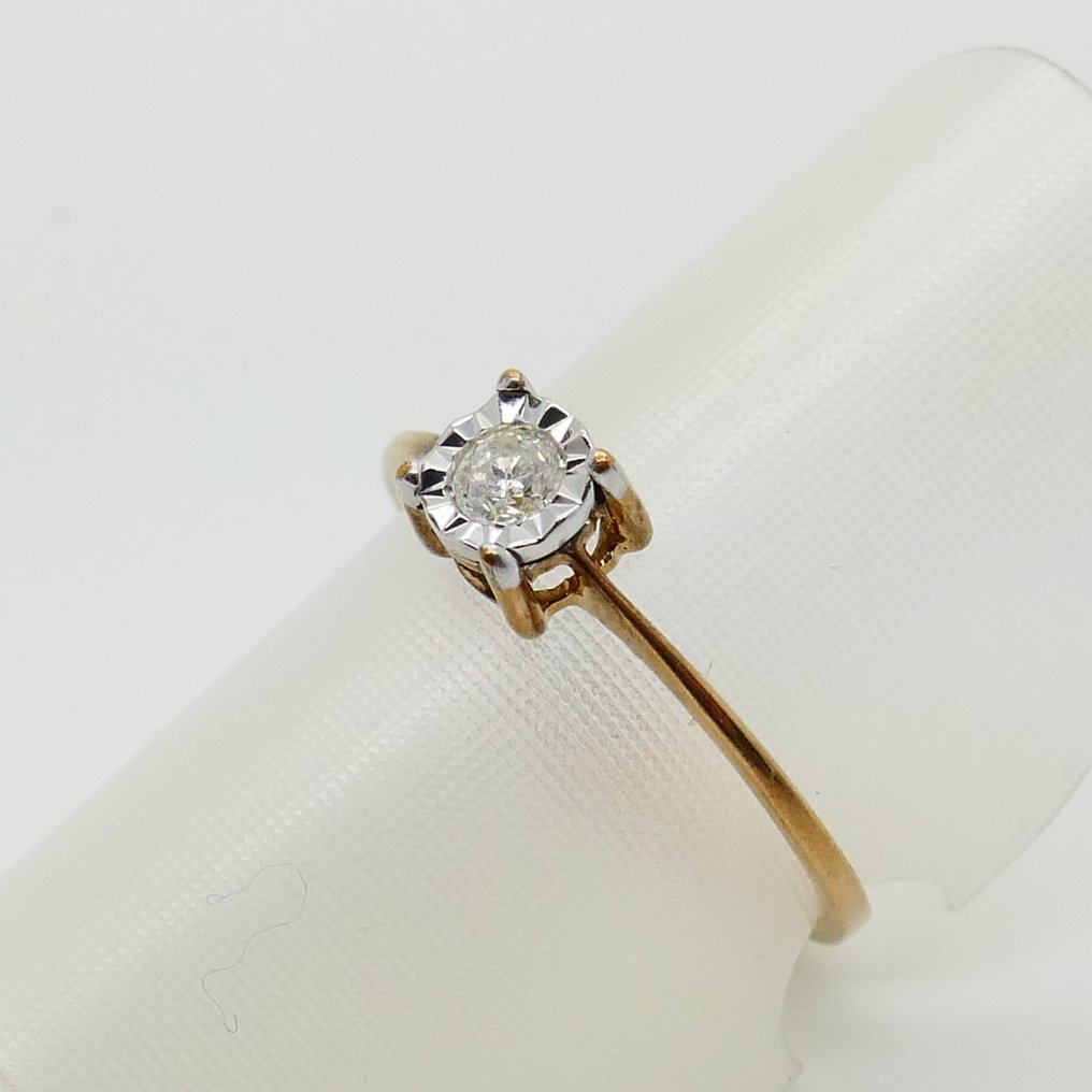 没有保留价 - 戒指 - 14K包金 黄金, 白金 - 0.10ct. tw. 钻石 (天然) #4.3