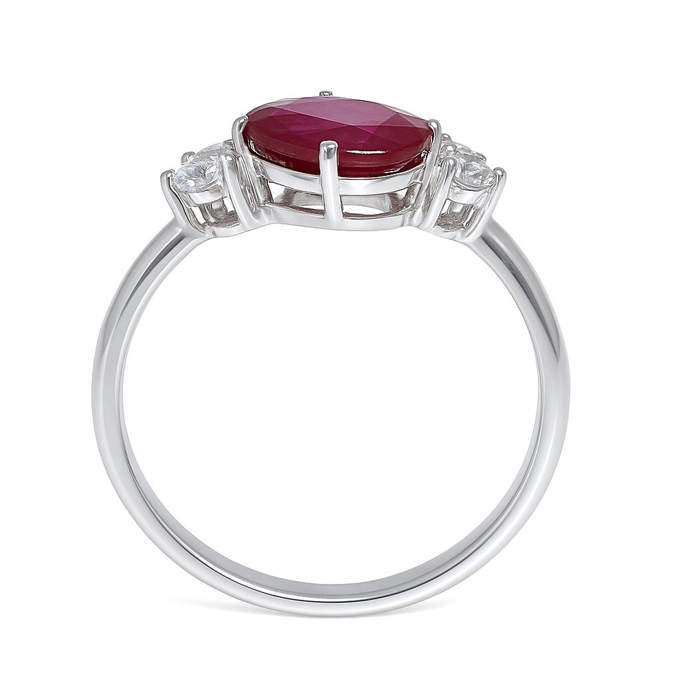 Ring - 18 kt. White gold - 1.50ct. tw. Ruby - Diamond #3.2
