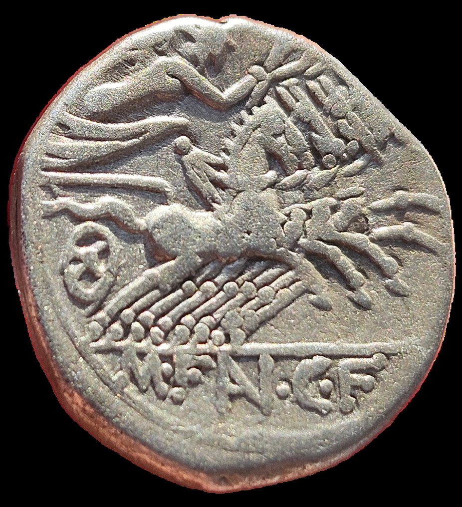 Roman Republic. M. Fannius C.f, 123 a.C.. Denarius Roma  (No reserve price) #1.0