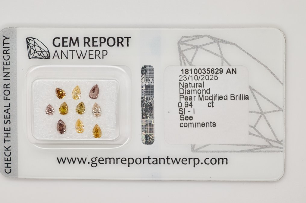 χωρίς τιμή ασφαλείας - 10 pcs Διαμάντι (Φυσικό) - 0.94 ct - Αχλάδι - SI1, SI2, I1, I2, I3 - Gem Report Antwerp (GRA) #1.0