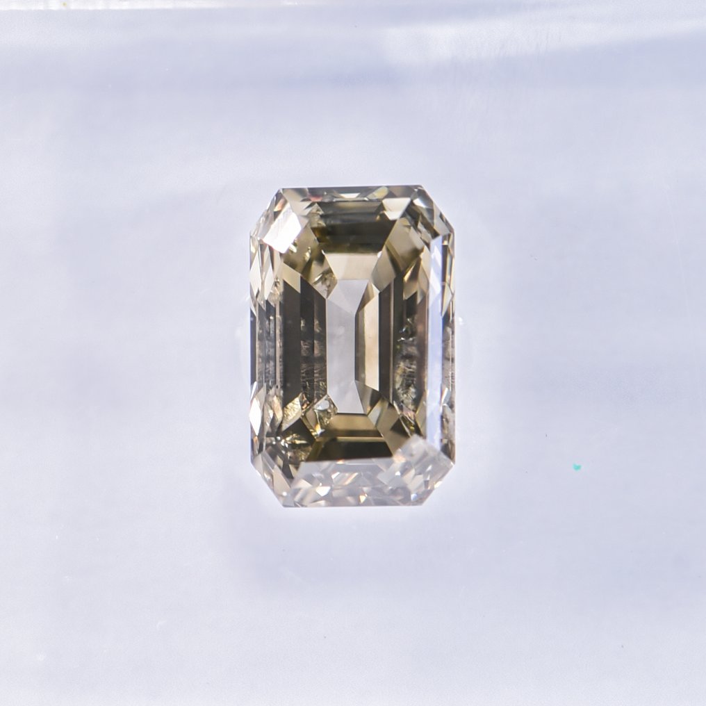 Ingen mindstepris - 1 pcs Diamant  (Naturfarvet)  - 1.02 ct - Smaragd - Fancy deep Grønlig, Brunlig Gul - SI2 - International Gemological Institute (IGI) #2.1