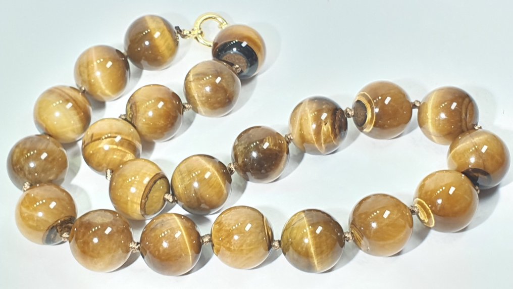 金色虎眼石 - 巨人 - 创意与力量 - 925纯银镀金 - 一等品质 - 项链 #2.1