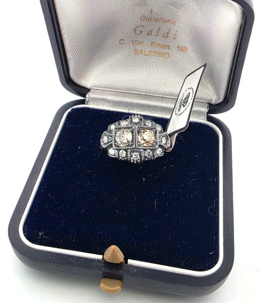 Fără preț de rezervă - Inel - 9 kt. Aur roz, Argint - 1.18ct. tw. Diamant (Natural) - Diamant #1.0