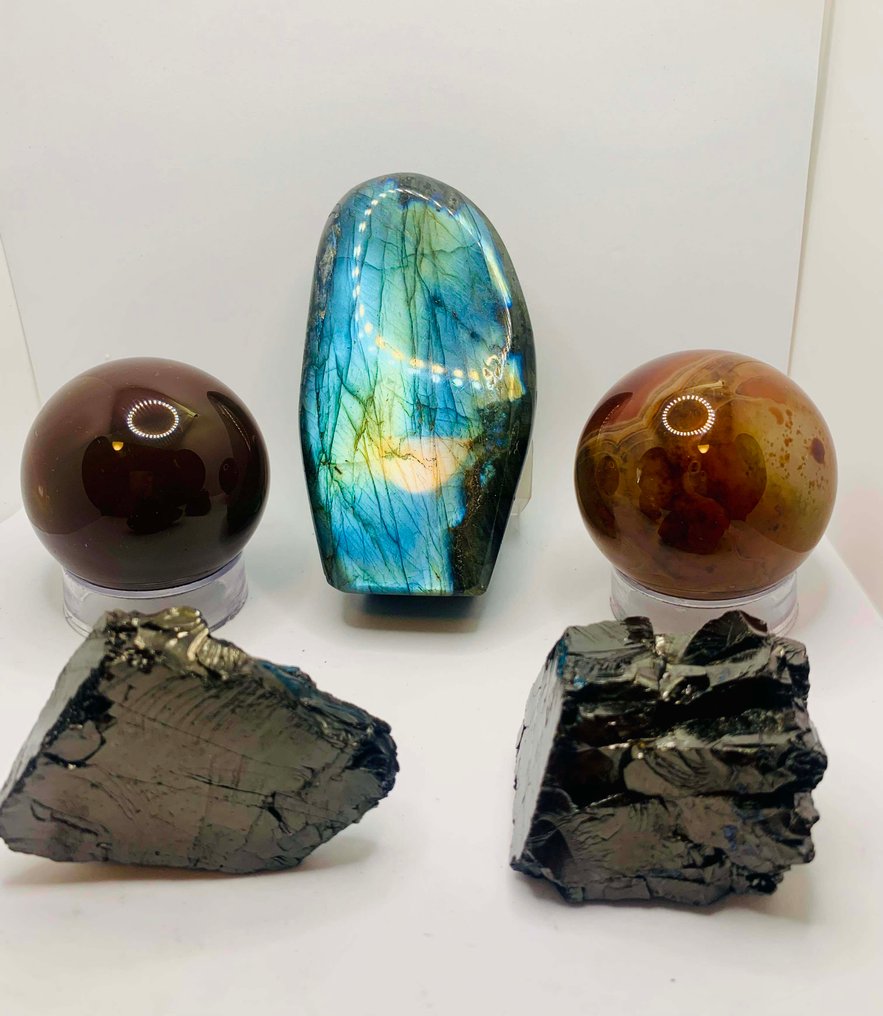 Labradorite O mulțime de articole variate - Înălțime: 11 cm - Lățime: 6 cm- 1200 g - (5) #1.0