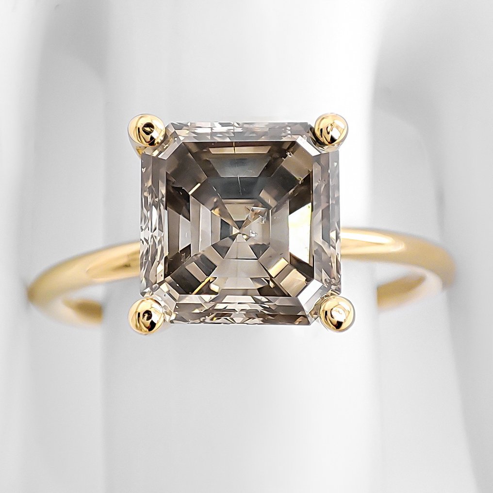 χωρίς τιμή ασφαλείας - Δαχτυλίδι - 14 καράτια Κίτρινο χρυσό - 3.15ct. tw. Διαμάντι (Φυσικού χρώματος) - Πιστοποιητικό IGI #1.0